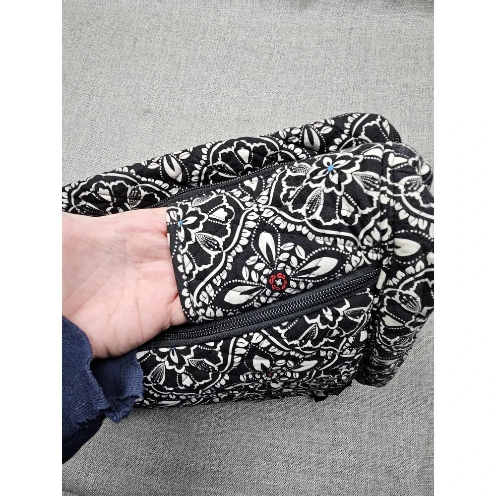Vera Bradley Backpack Womens Large Black Floral Quilted Laptop School Bag Travel
